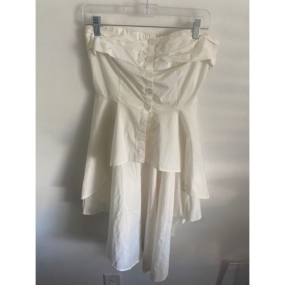 New York Company Cream Strapless Smocked High Low Dress Size S